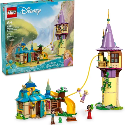 لگو سری دیزنی مدل برج راپونزل و ساختمان درهم پیچیده جوجه اردک با عروسک‌های کوچک فلین رایدر و مادر گوتل 43241 - LEGO Disney Princess Rapunzel’s Tower 43241