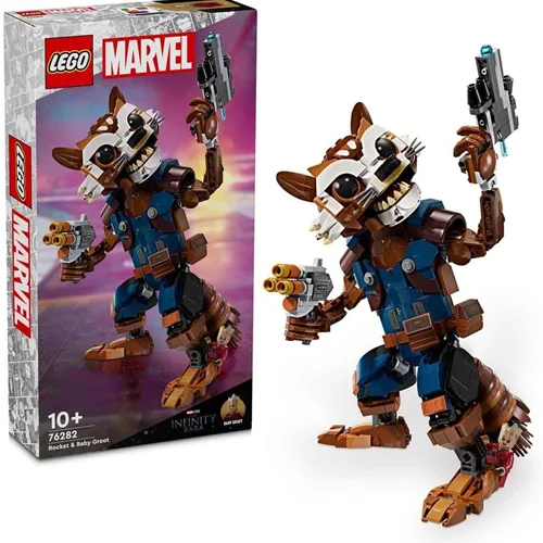 لگو سری ابر قهرمانان مدل فیگور راکت و بچه گروت ۷۶۲۸۲ - LEGO Marvel Rocket ve Bebek Groot 76282