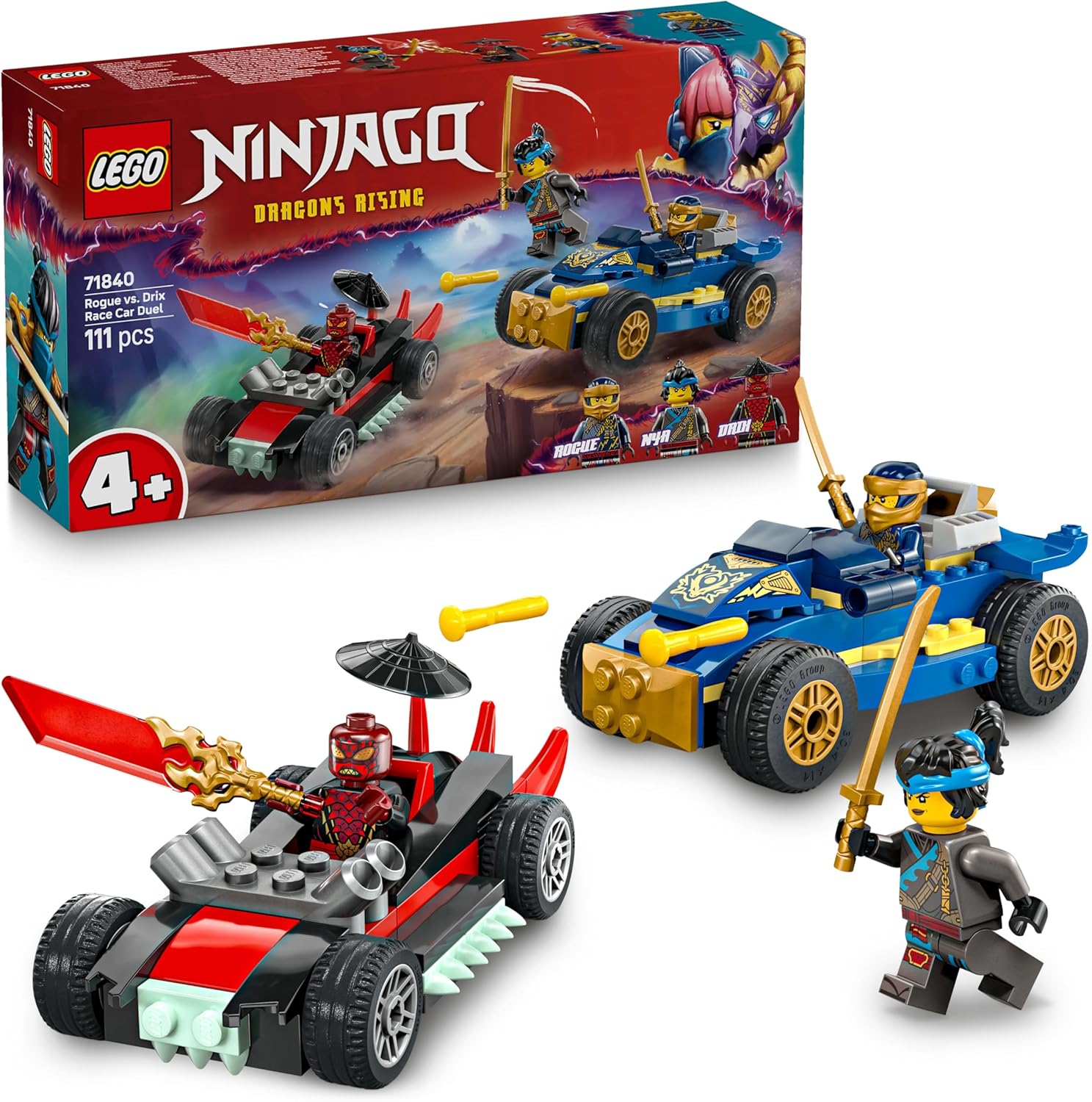 لگو سری نینجاگو مدل دوئل ماشین مسابقه‌ای روگ در مقابل دریکس 71840 - LEGO NINJAGO Rogue vs. Drix Race Car Duel 71840