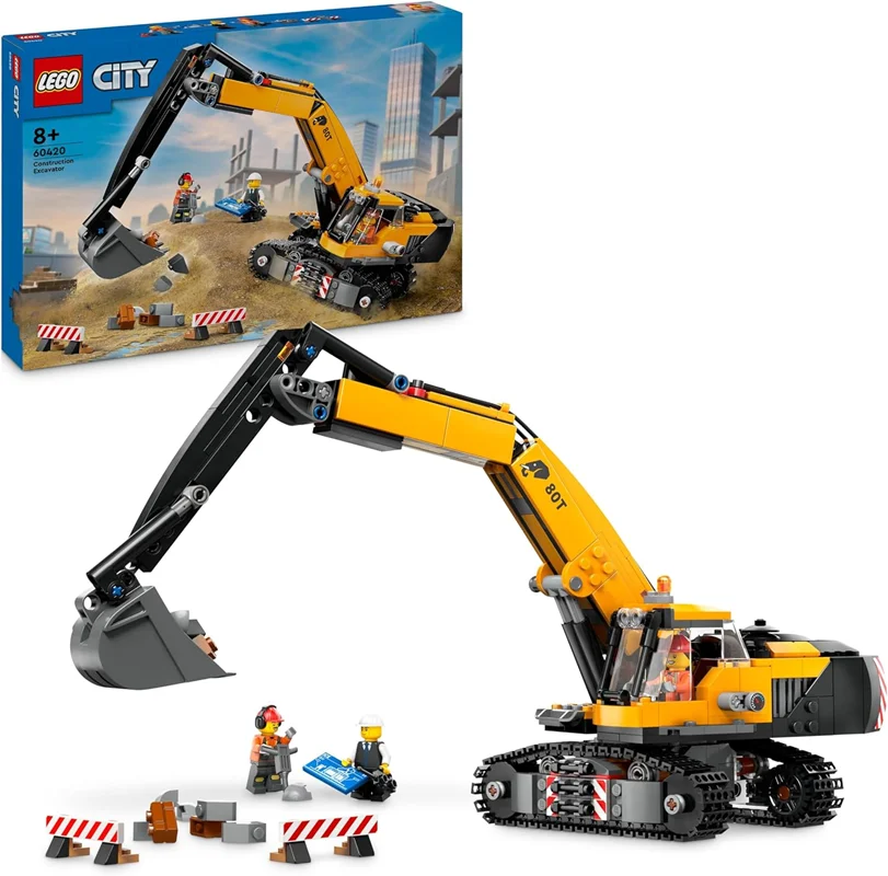 لگو سری سیتی مدل بیل مکانیکی ساختمانی زرد 60420 - LEGO City Yellow Construction Excavator 60420