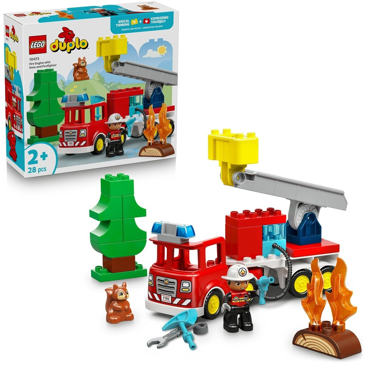 لگو سری دوپلو مدل ماشین آتش نشانی با شلنگ و آتش نشان 10473 - LEGO DUPLO Fire Truck with Hose and Firefighter 10473