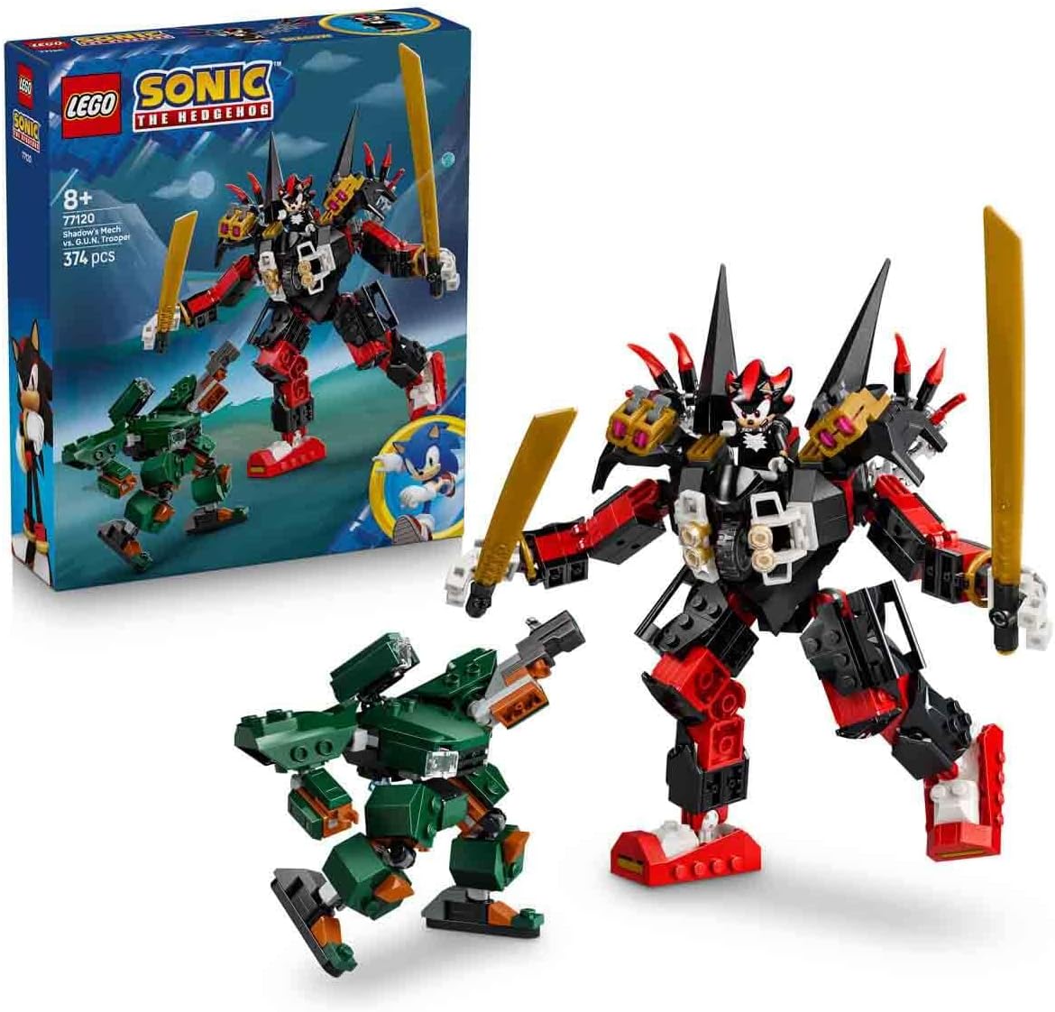 لگو سری سونیک مدل ربات سایه جوجه تیغی در مقابل سرباز مسلح 77120 - LEGO Sonic the Hedgehog Shadow's Robot vs. GUN Soldier 77120