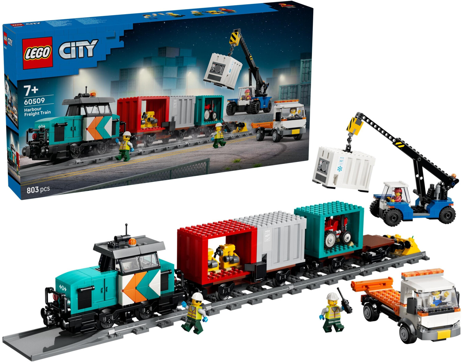 لگو سری سیتی مدل قطار باری بندری با جرثقیل و کامیون ۶۰۵۰۹ - LEGO City Port Freight Train with Crane and Truck 60509