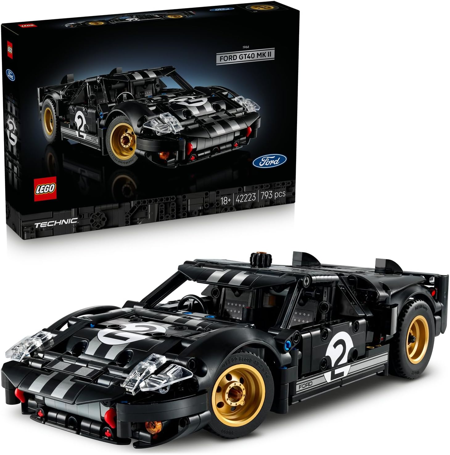 لگو سری تکنیک مدل ماشین مسابقه‌ای فورد GT40 MKII مدل ۱۹۶۶ ، کد ۴۲۲۲۳ - LEGO Technic 1966 Ford GT40 MKII Race Car 42223
