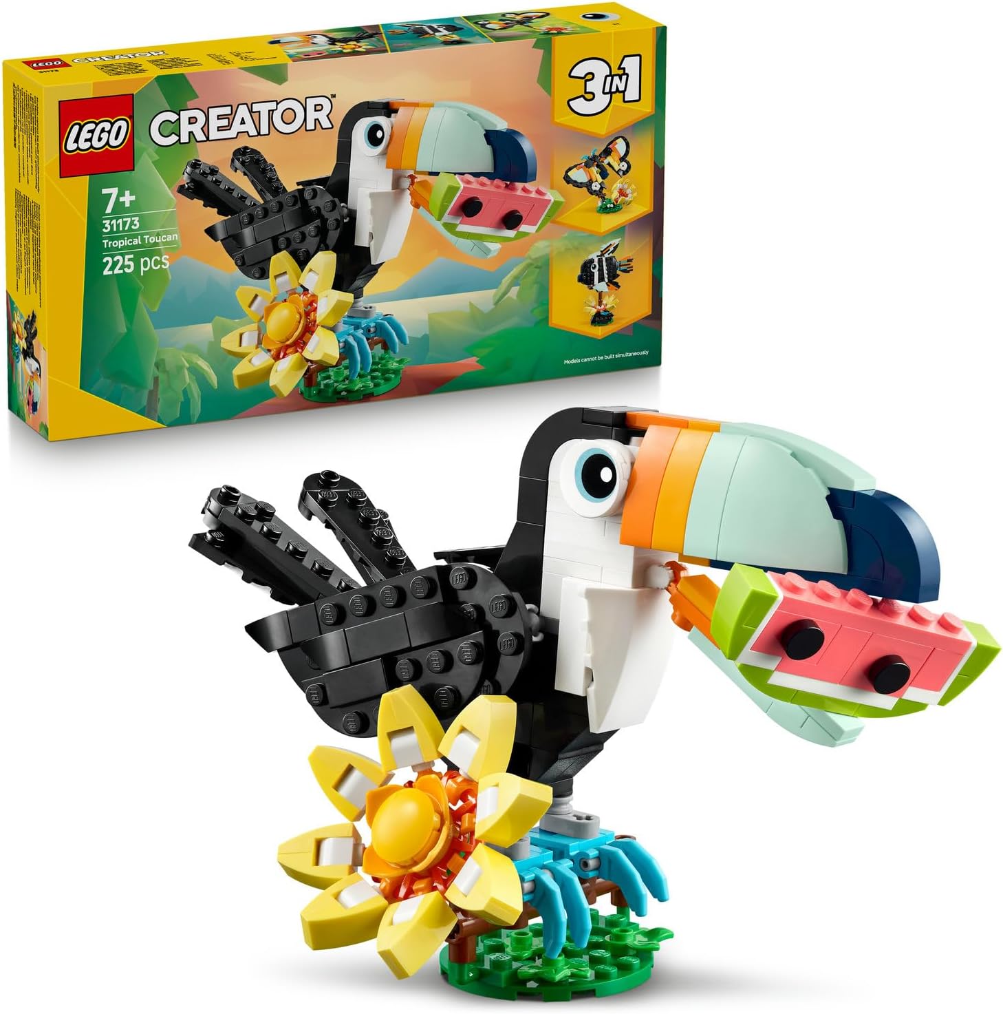 لگو سری سازنده 3 در 1 مدل حیوانات وحشی: توکان گرمسیری، پروانه و ماهی 31173 - LEGO Creator 3-in-1 Wild Animals: Tropical Toucan, Butterfly, and Fish 31173