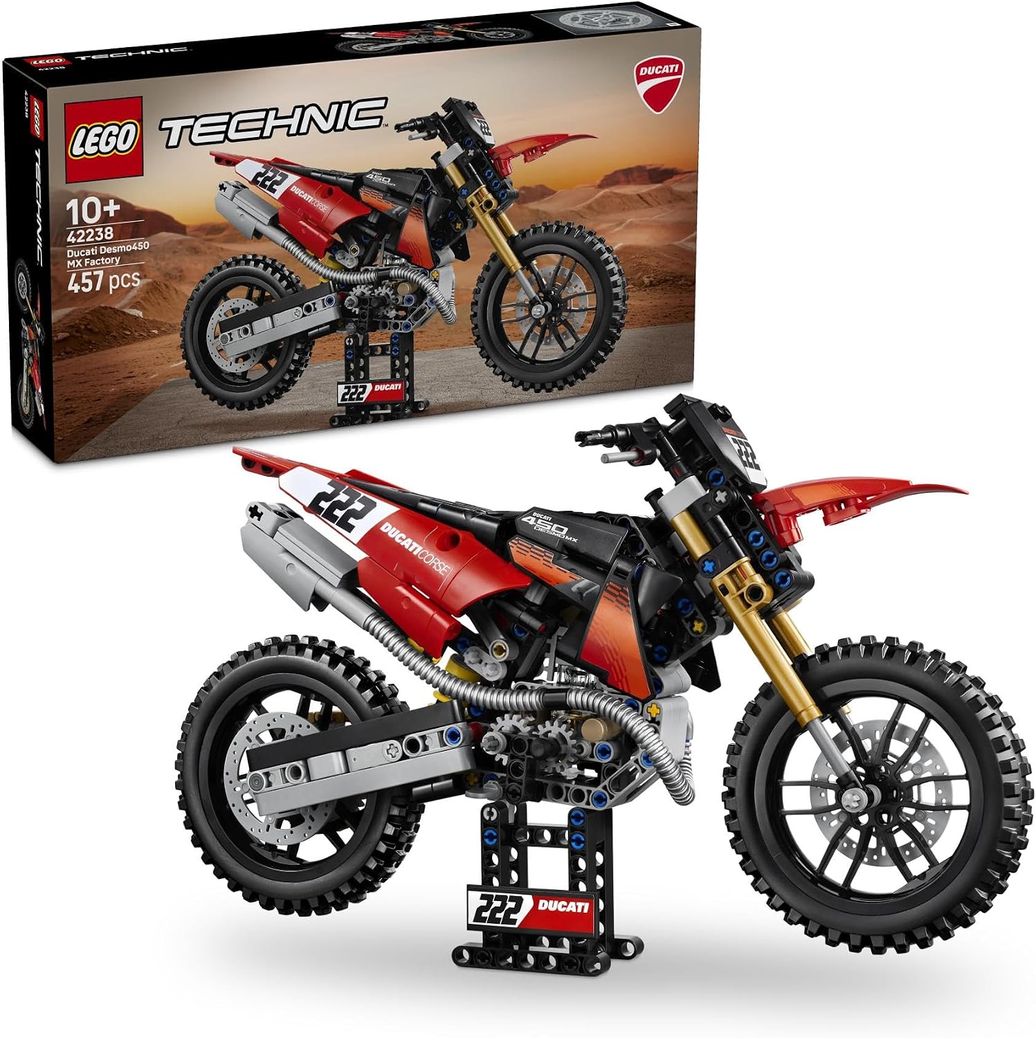 لگو سری تکنیک مدل موتورسیکلت دوکاتی دسمو ۴۵۰ ام ایکس ۴۲۲۳۸ - LEGO Technic Ducati Desmo450 MX Factory Motorcycle 42238