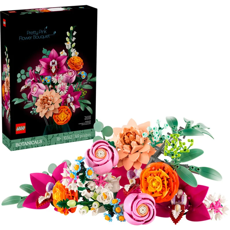 لگو سری آیکون مدل دسته گل صورتی زیبا 10342 - LEGO Pretty Pink Flower Bouquet Set 10342