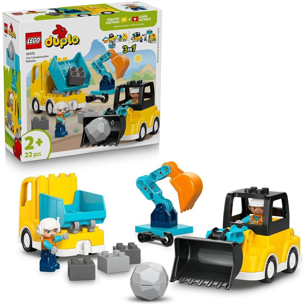 لگو سری دوپلو مدل وسایل نقلیه ساختمانی ۳ در ۱ 10475 - 10475 LEGO DUPLO 3-in-1 Construction Vehicles
