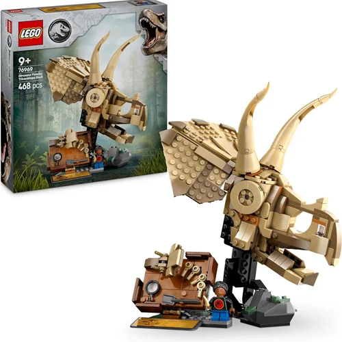 لگو سری پارک ژوراسیک مدل فسیلهای دایناسور : مدل جمجمه تریسراتوپس ۷۶۹۶۹ - LEGO Jurassic World Dinosaur Fossils: Triceratops Skull Model 76969