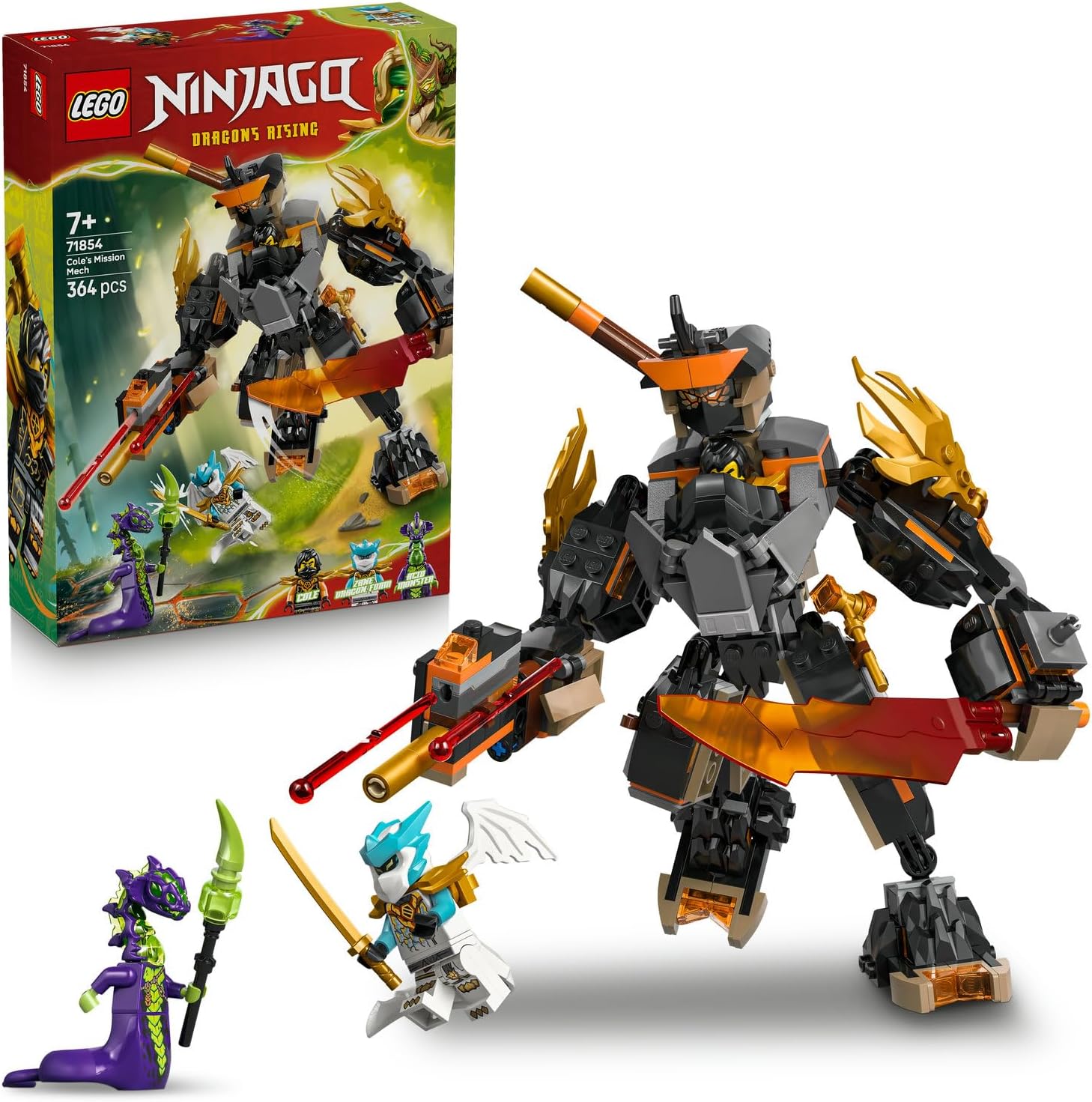لگو سری نینجاگو مدل ربات ماموریت کول و اژدها زین ۷۱۸۵۴ - LEGO NINJAGO Cole's Mission Robot and Dragon Zane 71854