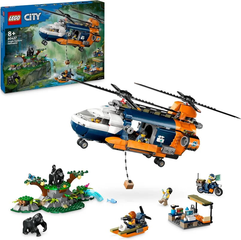 لگو سری سیتی مدل هلیکوپتر کاوشگر جنگل 60437 - LEGO City Jungle Explorer's Helicopter at Camp 60437
