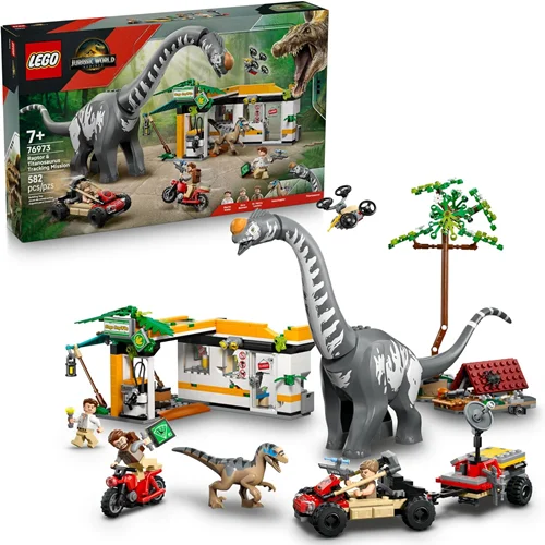 لگو سری پارک ژوراسیک مدل ماموریت ردیابی رپتور و تایتانوسوروس 76973 - LEGO Jurassic World Raptor & Titanosaurus Tracking Mission 76973