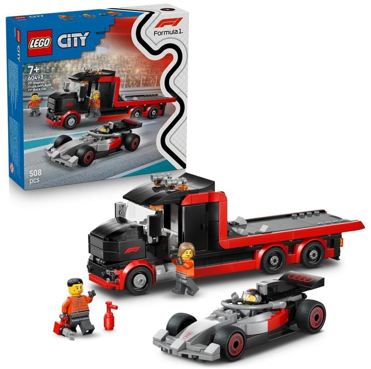 لگو سری سیتی مدل کامیون حمل و نقل F1 و ماشین مسابقه‌ای آئودی F1 60493 - LEGO City Audi F1 Race Car F1 Display Truck 60493