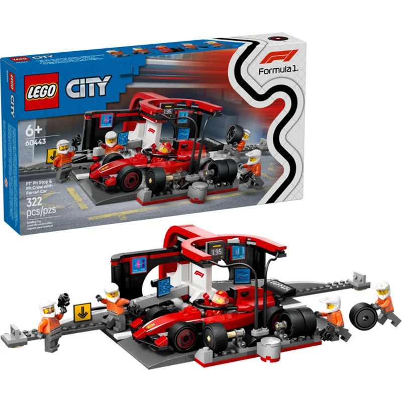 لگو سری سیتی فرمول یک مدل پیت استاپ و خدمه فراری 60443 - LEGO F1 Pit Stop & Pit Crew with Ferrari Car Set 60443