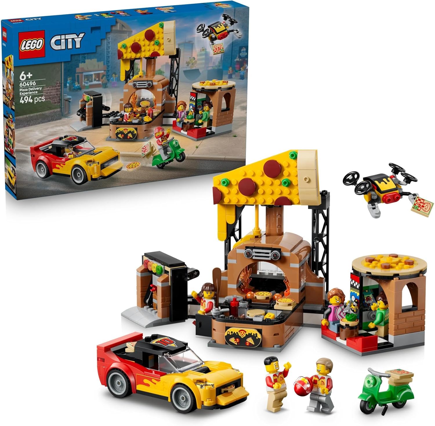 لگو سری سیتی مدل تجربه تحویل پیتزا با وسایل نقلیه ۶۰۴۹۶ - LEGO City Pizza Delivery Experience with Vehicles 60496