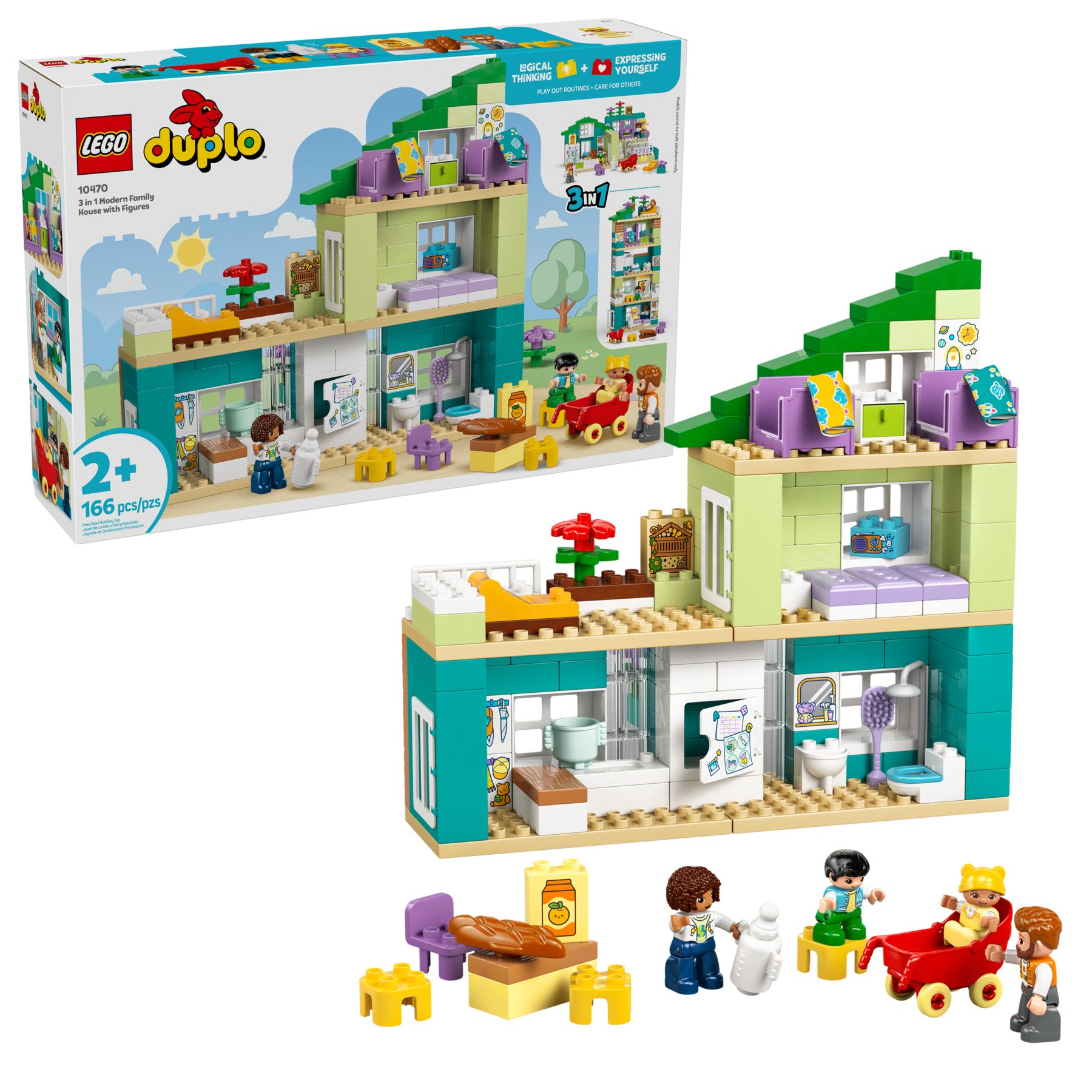لگو سری دوپلو مدل خانه مدرن خانوادگی با مجسمه‌ها 10470 - LEGO DUPLO 3-in-1 Modern Family House with Figures 10470