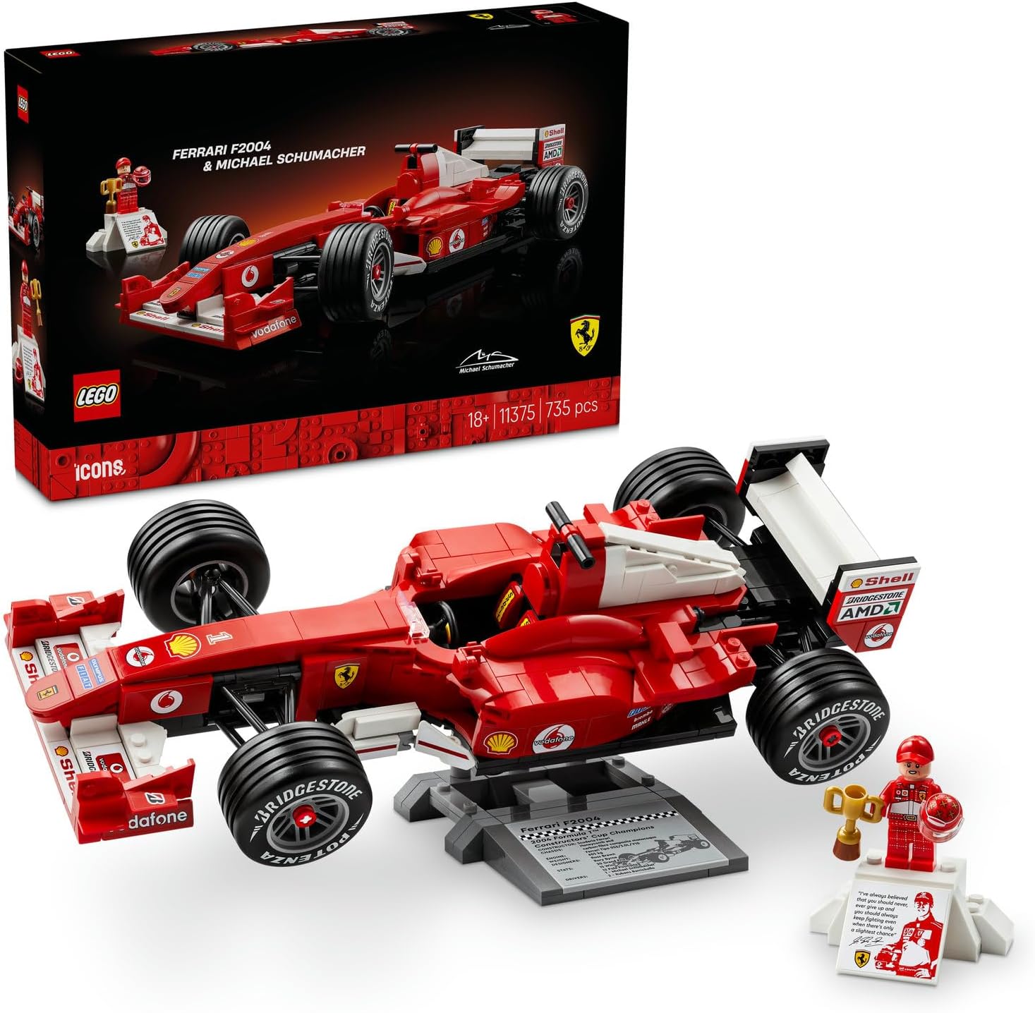 لگو سری آیکون مدل فراری F2004 و مایکل شوماخر 11375 - LEGO Icons Ferrari F2004 and Michael Schumacher 11375