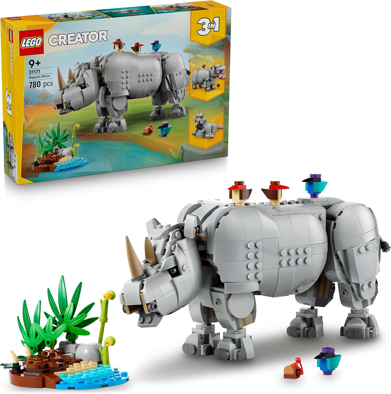 لگو سری سازنده 3 در 1 مدل کرگدن‌ها و پرندگان شگفت‌انگیز ۳۱۱۷۱ - LEGO Creator 3-in-1 Amazing Rhinoceros and Birds 31171